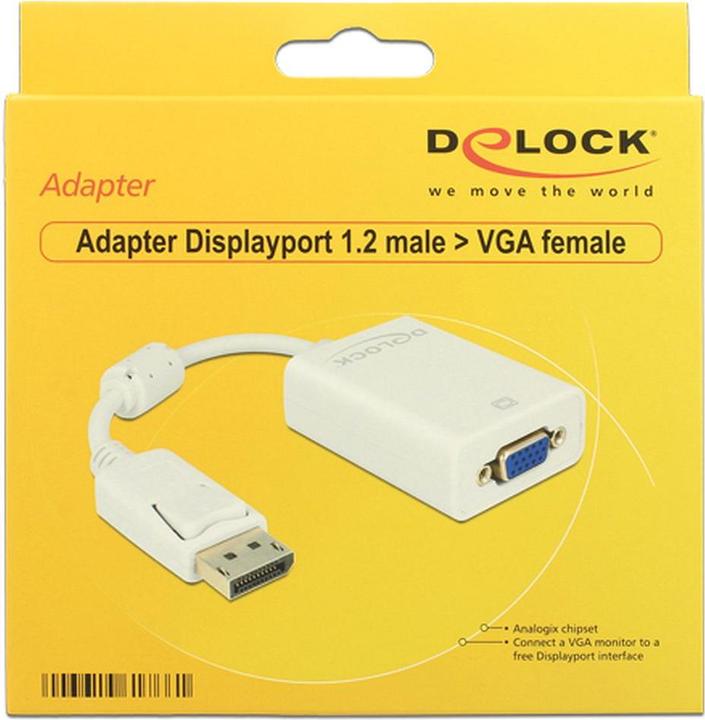 Image du produit Delock Adaptateur d'écran DP vers VGA-Bu blanc (VGA, 16 cm)