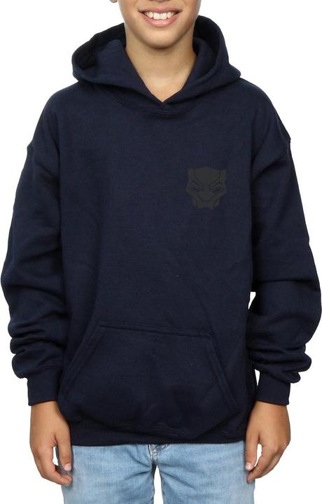 Actual product image Boys Black Panther Black On Black Chest Print Hoodie (140, 146)