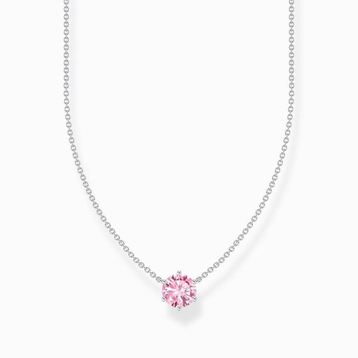 Produktbild Thomas Sabo Kette mit pinkfarbenem Zirkonia-Anhänger Silber (925 Sterlingsilber, 40 - 45 cm)