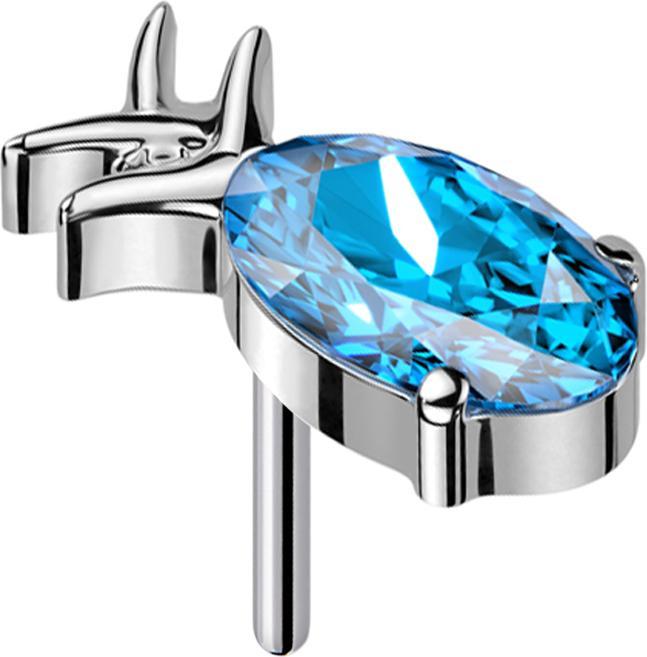 Produktbild Star Piercing Threadless Ananas silber Kristall aqua (ohne Messing, Titan G23)