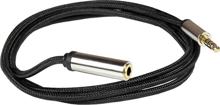 Actual product image Python Audio extension cable High-Quality, 4-pin 3.5 mm jack plug to jack socket, textile jacket (1 m, Extension)