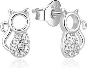 Beneto Charming silver earrings with zircons Cats AGUP682L (L)