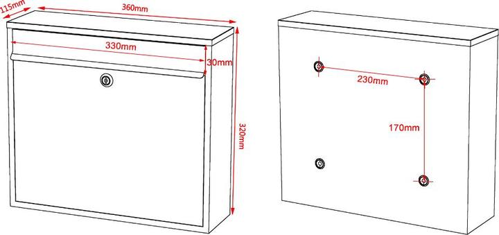 Produktbild Wiltec 2er Set Briefkasten V13 Anthrazit 1000x150x1200mm Ständer Schloss Stahl
