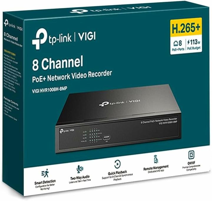 Immagine prodotto TP-Link VIGI NVR1008H-8MP - NVR, 8 canali, 8x PoE (Videoregistratore di rete (NVR))