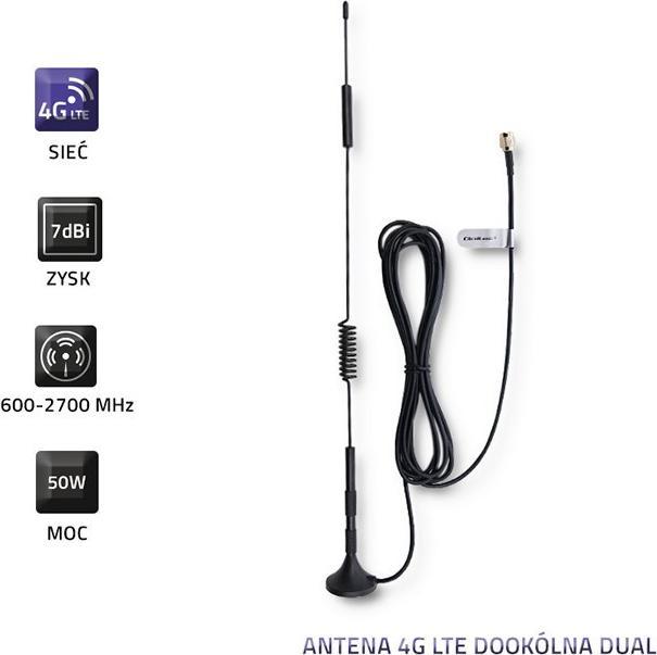 Image du produit Qoltec Antenne omnidirectionnelle 4G LTE DUAL 7dBI Indoor Outdoor (4G)