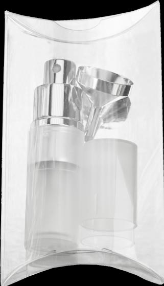 Taschenzerstäuber transparent weiss für 8 ml + Trichter silber in Geschenkpackung (8 ml)