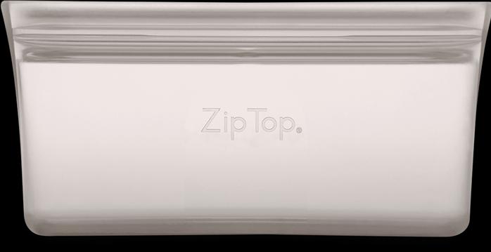 Actual product image Zip Top Reusable 100% Silicone Reusable Food Storage Bag and Container, Made In The USA - Snack Bag - Gray