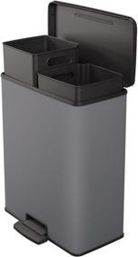 Actual product image Curver Deco Bin Duo Prullenbak - 26L+26L - Afvalscheiding - Rechthoekig - lichtgrijs