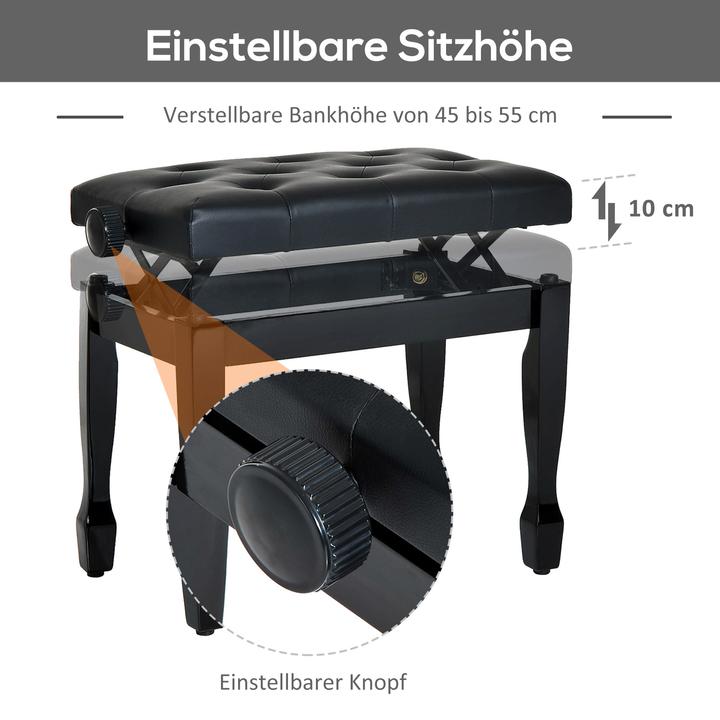 Image du produit Homcom Banc de piano Stylé, robuste, durable (Chaise de musicien)