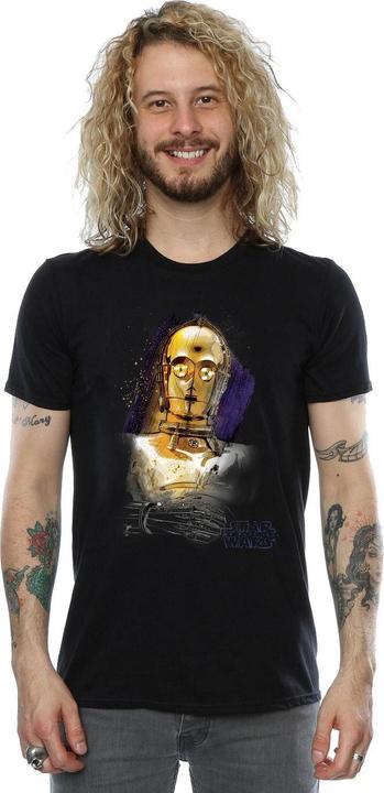 Actual product image Star Wars Mens The Last Jedi C-3PO Brushed T-Shirt (S)