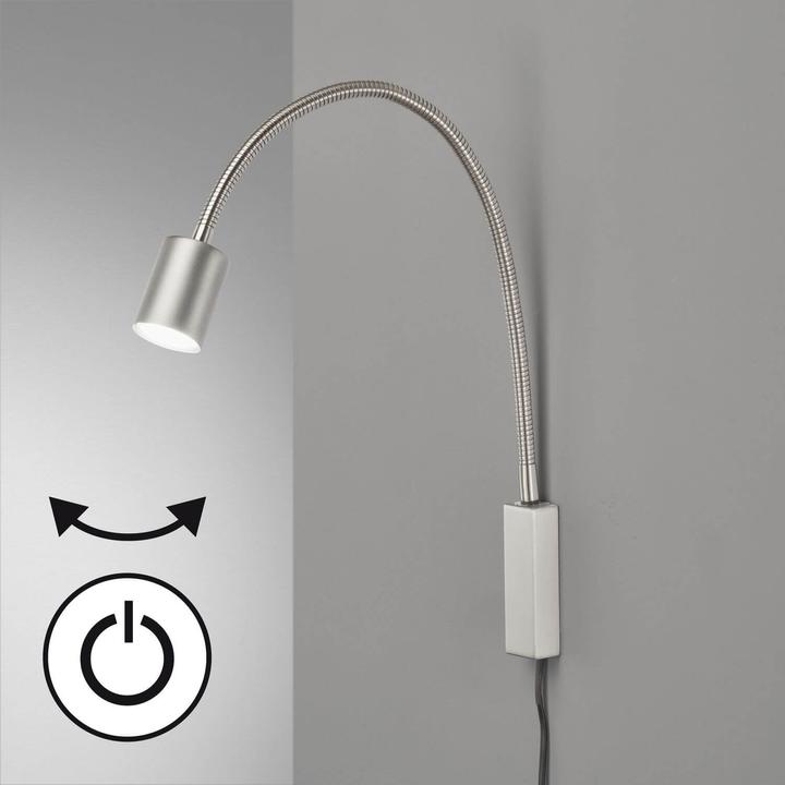Produktbild Fischer & Honsel Honsel Justi LED Bettleuchte Flex GU10 warmweiss schaltbar nickel 30499 (GU10)