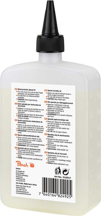 Produktbild Peach Aktenvernichter Spezial Öl (Partikelschnitt, Streifenschnitt)