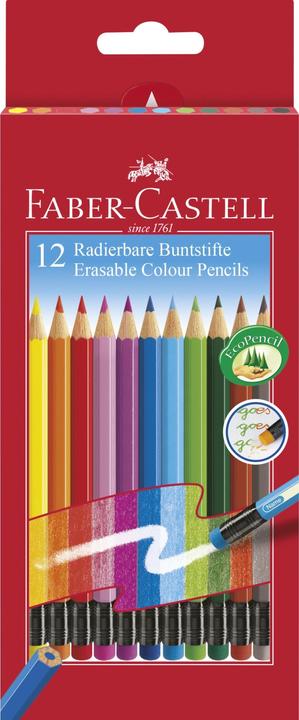 Faber-Castell Crayons de couleur effaçables (Multicolore, 12 x)