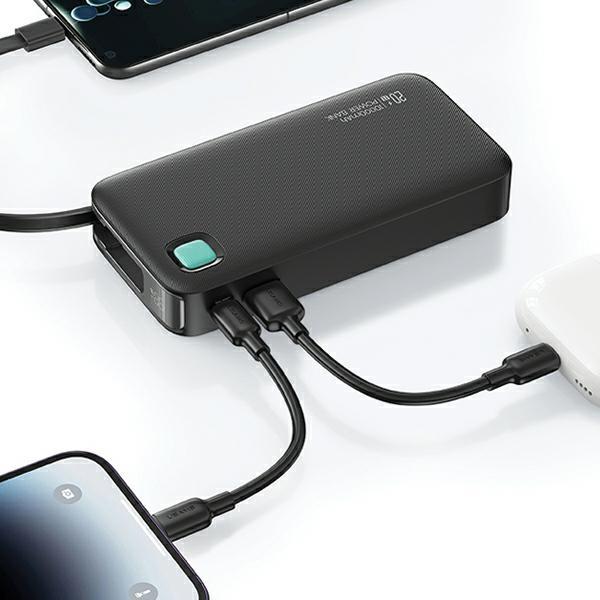 Image du produit Usams Powerbank ze zwijanym kablem USB-C Retractable 10000 mAh PD 20W Fast Charge XY Series czarny/b (10000 mAh, 50 W, 50 Wh)