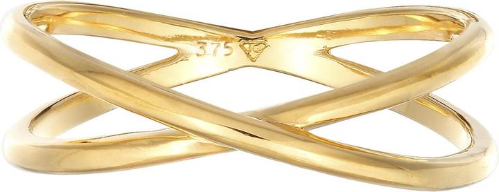 Elli PREMIUM Ring X Kreuz Wickelring 375 Gelbgold