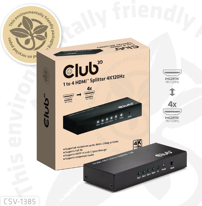 Club 3D Club3D HDMI splitter 1 input -> 4 outputs 4K120Hz UHD retail