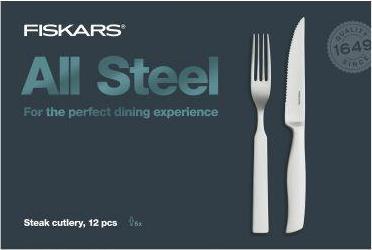 Actual product image Fiskars All Steel Steak cutlery set, 12 pieces (12 Piece, Cutlery set)