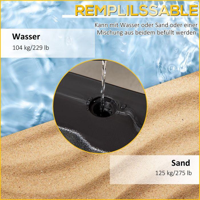 Image du produit Swisshandel24 Poids pour parasol 4 pièces Poids pour parasol de type ampli Croix de sol sable/eau remplissable