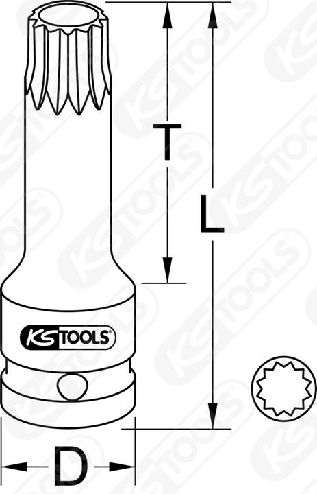 Immagine prodotto KS Tools Attacco per viti a denti multipli (XZN®) da 3/4", corto