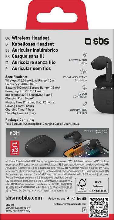 Actual product image SBS TWS semi-ear in-ear headphones (12 h, Wireless)