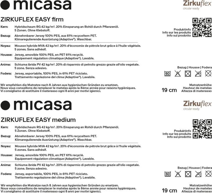 Image du produit micasa Zirkuflex Easy (160 x 200 cm, Noyau de mousse)