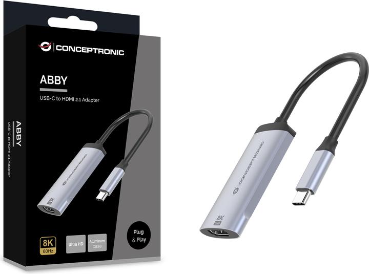 Actual product image Conceptronic Adapter USB-C -> 2.1 HDMI Adapter 8K 60Hz grey (USB-C, HDMI, 3.02 cm)
