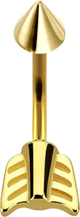 Produktbild Star Piercing Banane vergoldet mit Cone und Pfeil (Chirurgenstahl 316L)