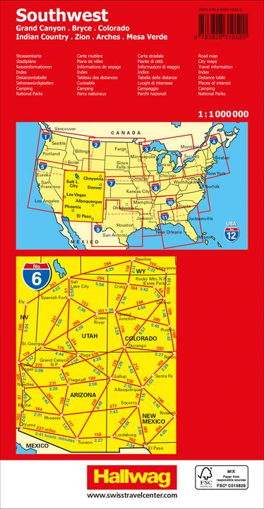 Image du produit USA (Southwest), Southern Rockies - Canyon Country, Road Guide No. 6, carte routière 1:1Mio