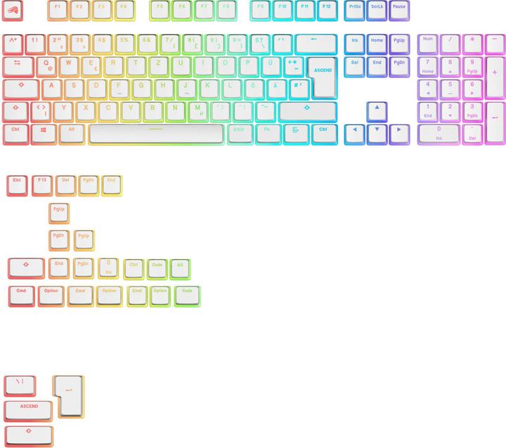 Glorious Aura V3 Keycaps, ISO Layout (DE), PBT, Doubleshot - Weiss