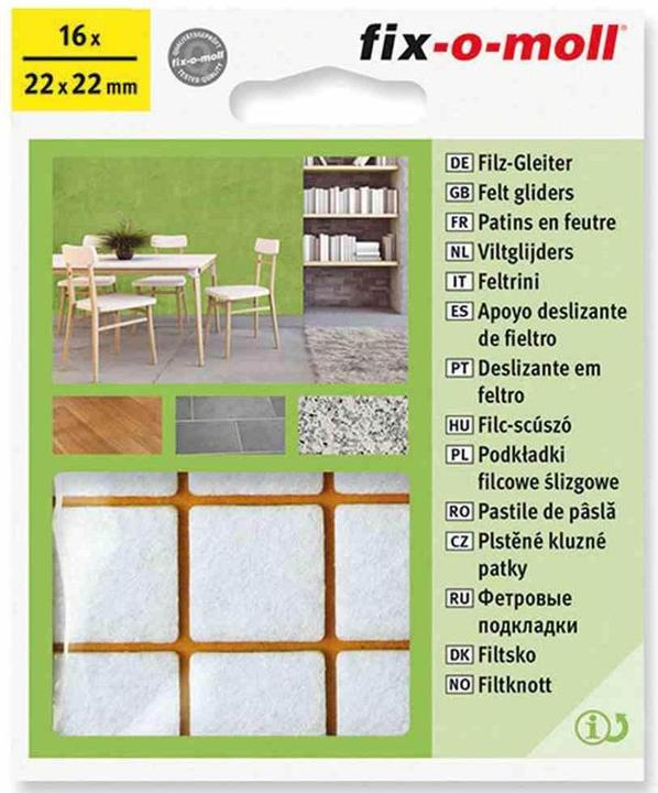 Fix-o-moll Filzgleiter 3 mm / 22 x 22 mm 16 x (Filzgleiter, 16 Stück)