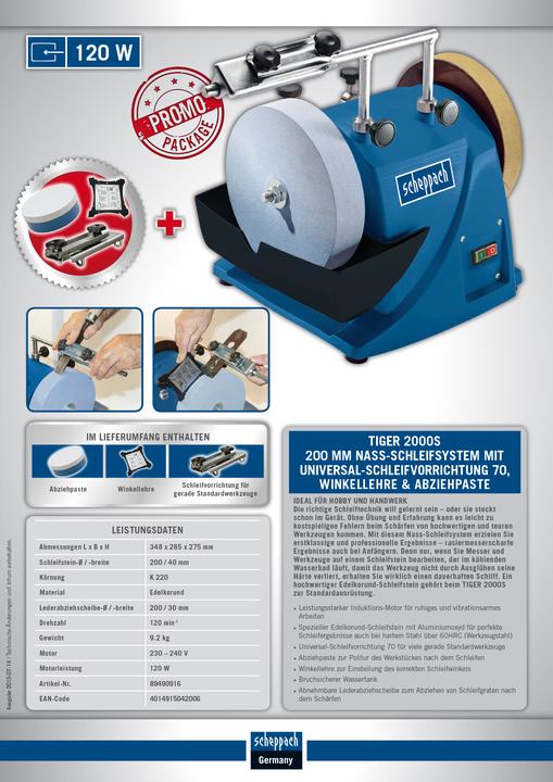 Produktbild Scheppach TIGER 2000S Nass-Schleifsystem 230V 50Hz 120W (Nassschleifer, 120 W)