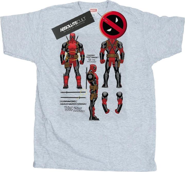 Actual product image Mens Deadpool Action Figure Plans T-Shirt (XL)