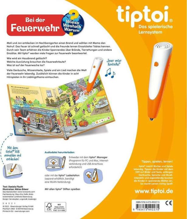 Actual product image tiptoi Bei der Feuerwehr (German, Niklas Böwer, Daniela escape, 2022)