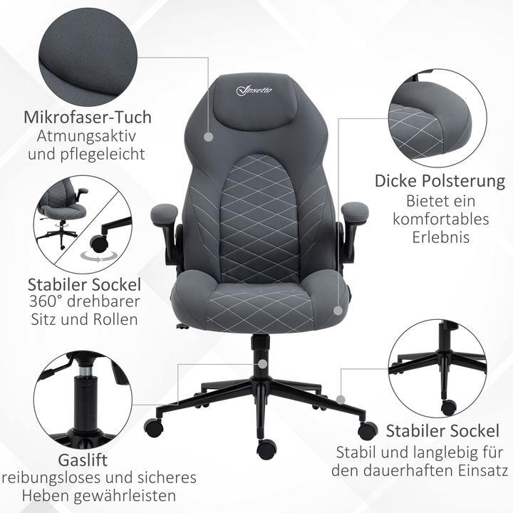 Image du produit Vinsetto Chaise de bureau avec appui-tête et accoudoirs