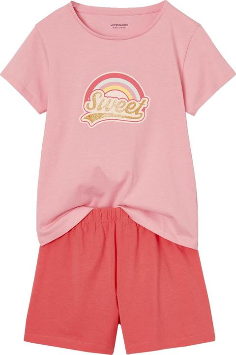Produktbild Vertbaudet 2er-Pack Mädchen Sommer-Schlafanzüge Regenbogen & Flamingo, mit Recycling-Baumwolle (110)