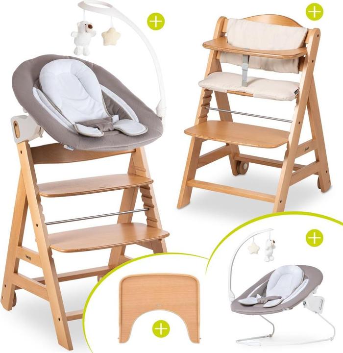 Hauck Chaises hautes Beta Plus Natural 5-pièces Newborn Set - Chaise haute + (Chaise haute)