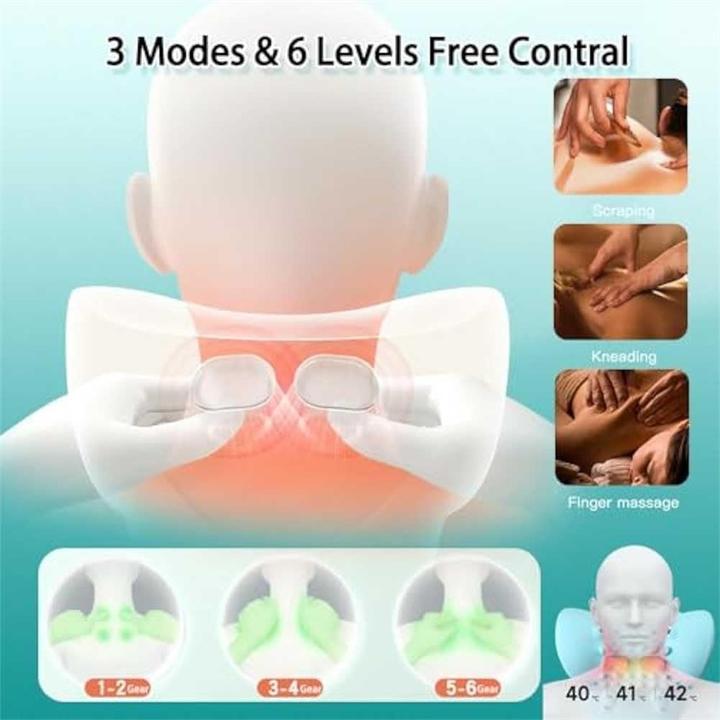 Image du produit PhoneLook Oreiller support de nuque masseur acupression portable rechargeable pour cou et épaules clair