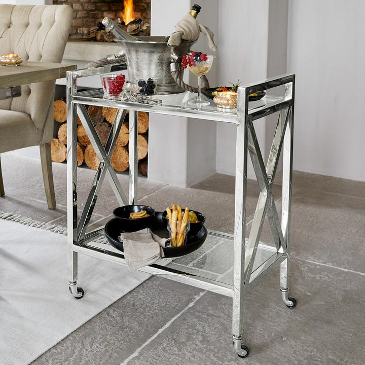 Actual product image Loberon Bar trolley Stamford silver