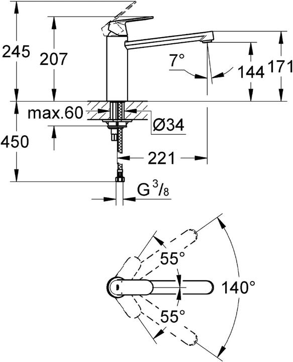 Actual product image Grohe Eurosmart Cosmopolitan - Spültischarmatur