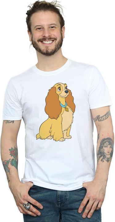 Actual product image Disney Mens Lady And The Tramp Lady Spaghetti Heart T-Shirt (5XL)