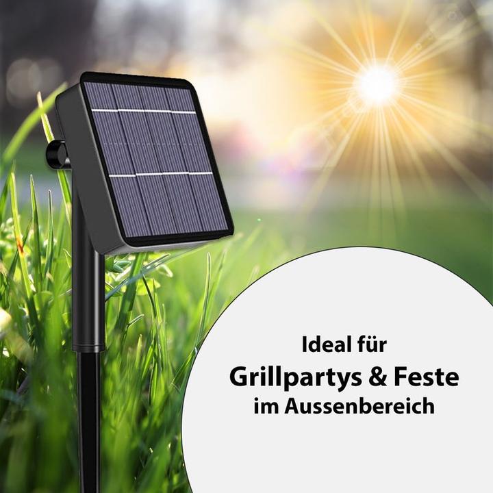 Produktbild Hermex 32m Gartenbeleuchtung Leuchtgirlande LED Solar-Lichterkette Warmweiss (32 m)