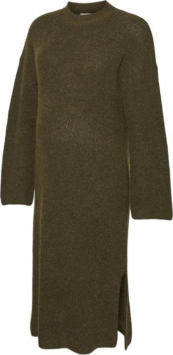 Mamalicious Normal geschnitten Rundhals Gerippte Ärmelbündchen Weite Ärmel Midikleid Strickkleid