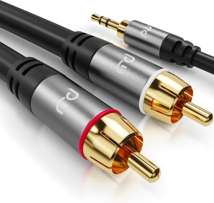 Image du produit Primewire Câble RCA - Câble audio RCA vers jack 3,5mm, RCA, AUX, adaptateur stéréo Hi-Fi multi-blindé (1 m, Jack 3,5 mm (AUX), RCA)
