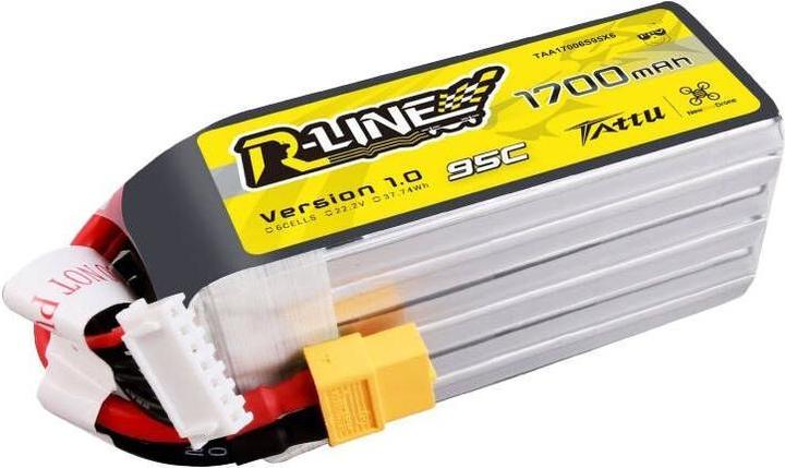 Immagine prodotto Tattu Batteria Lipo R-Line 22.2V 1700mAh 6S 95C con connettore XT60 (22.20 V, 1700 mAh)