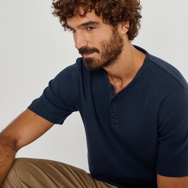 Image du produit La Redoute Collections Haut en forme de t-shirt avec encolure ronde et petite patte de boutonnage (L)