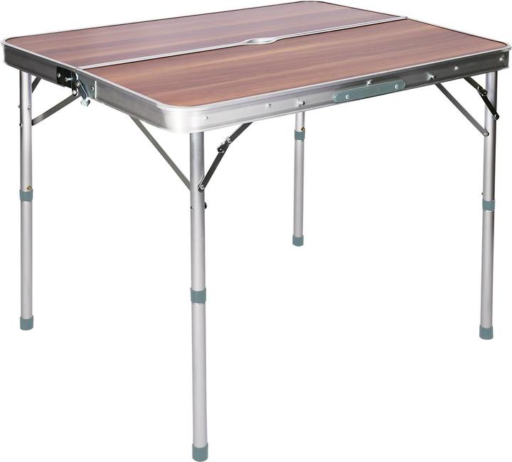 Produktbild Wiltec Koffertisch mit 2 Bänken Holzdesign Aluminium Campingtisch Klapptisch