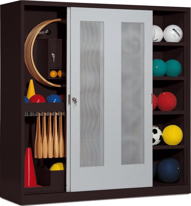C+P Sportgeräteschrank (HxBxT: 195x190x60 cm, mit Lochblech-Schiebetüren, Typ 5)