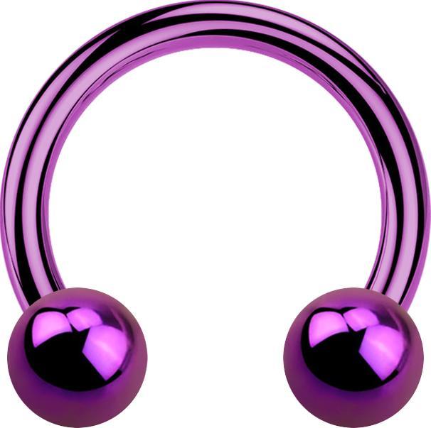 Star Piercing Micro Circular Barbell violett mit zwei Kugeln (ohne Messing, Titan G23)