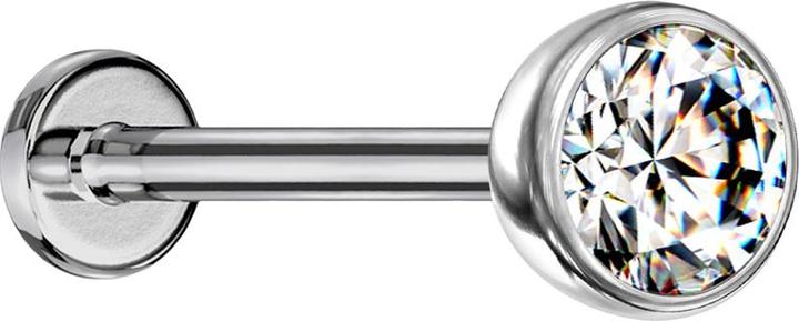 Immagine prodotto Star Piercing Micro Threadless Labret emisfero d'argento con cristallo d'argento (Titanio G23, senza ottone)