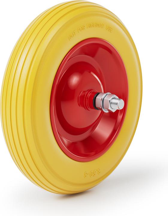 Actual product image Wiltec Puncture Proof PU Wheel Wheelbarrow-Complete Size 4.00-8, Solid Rubber, quick-release axle